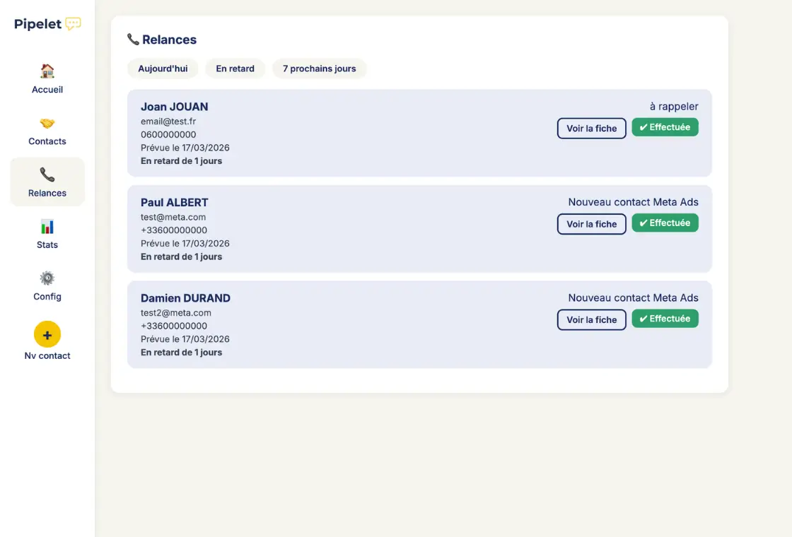 Gestion des relances automatiques